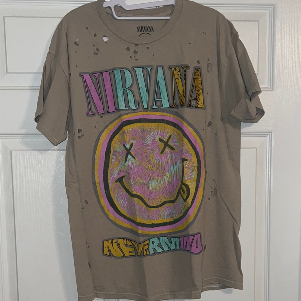 Nirvana Graphic Tee with Distressed Details